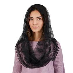 J2587 23 in. Sacred Tradition Black Lace Infinity Chapel Veil