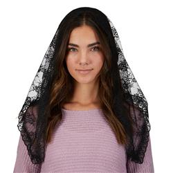 J2588 41 in. Sacred Tradition Black Lace Chapel Veil