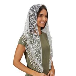 J2590 68 in. Sacred Tradition White Chapel Veil with Tassels