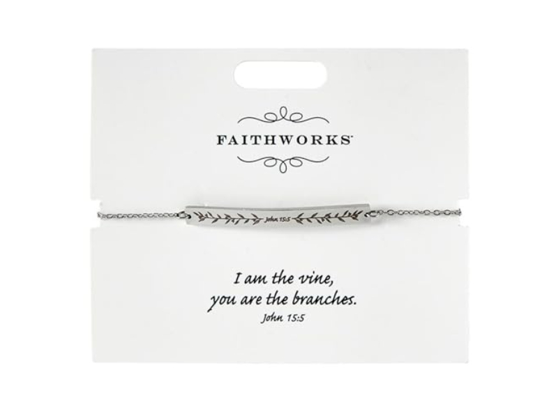 Picture of CB Gift P7393 7 in. Adjustable Bar Bracelet Engraved Jesus Is the Vine for Women - Silver