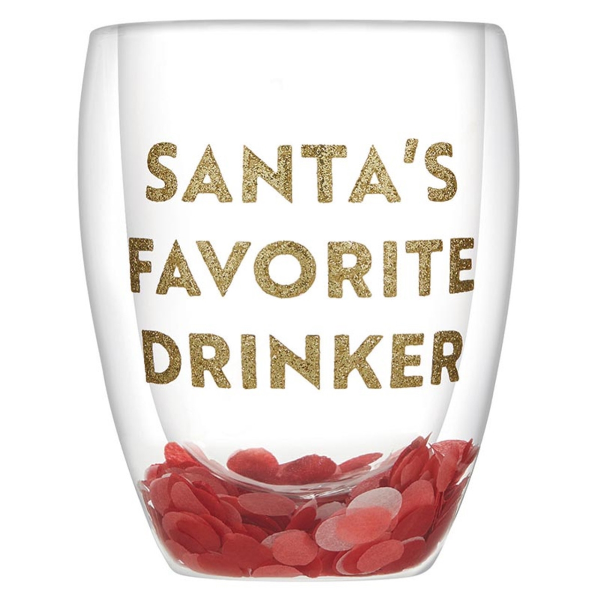 Picture of Slant P7767 10 oz Double-Wall Stemless Wineglass - Santas Favorite Drinker