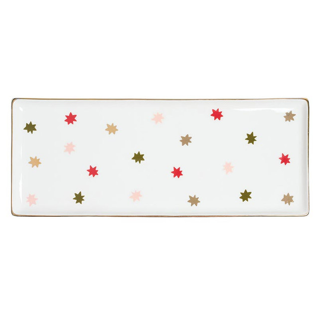 P6605 11.75 in. Ceramic Tray - Snowflake Stars