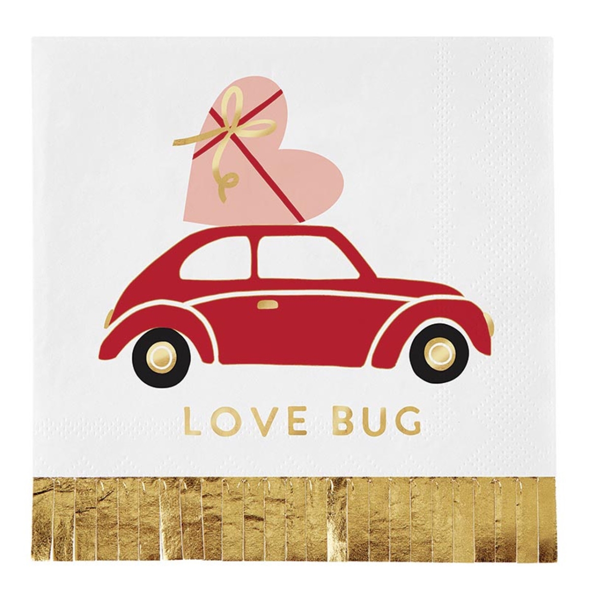Picture of Slant P7782 Foil Fringe Napkin - Love Bug