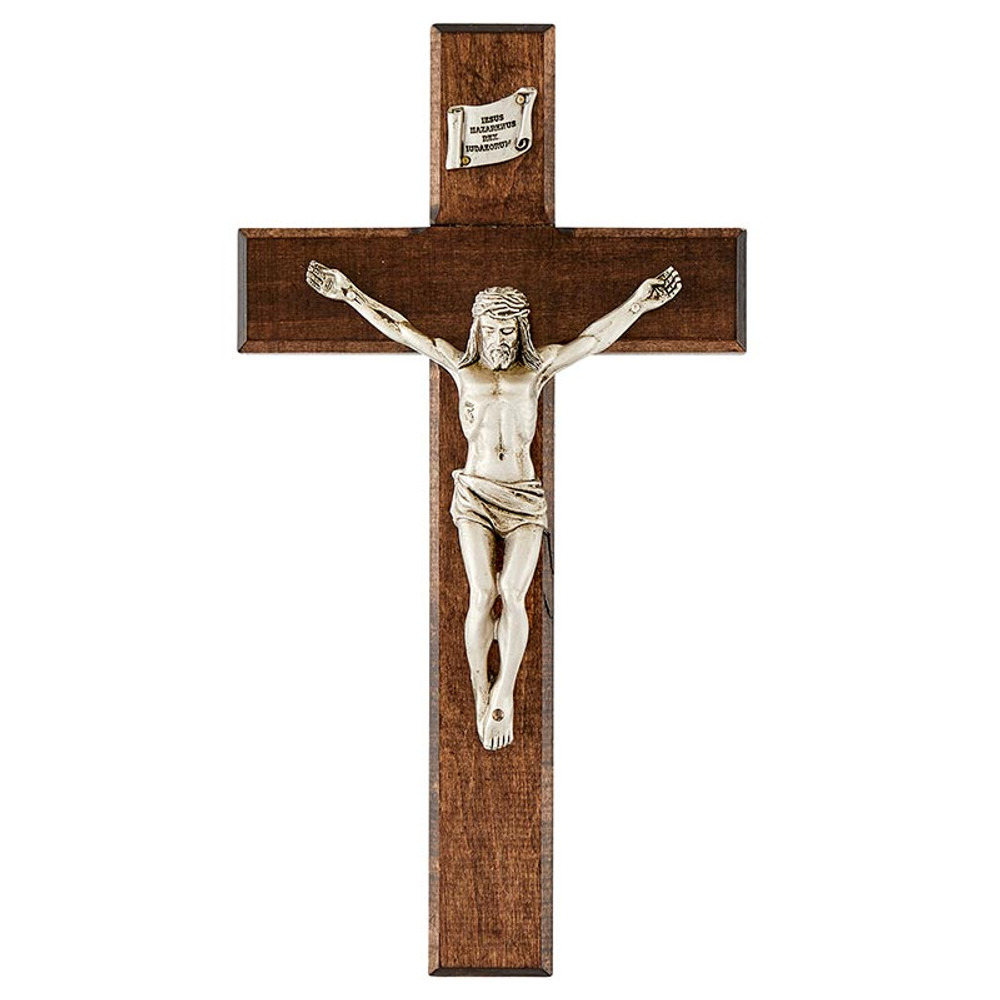 JC-73-E 10 in. Walnut Holy Shroud of Turin Crucifix