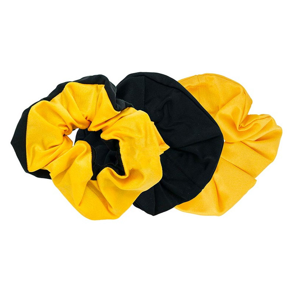 P30308 Hair Scrunchie, Black & Yellow Gold
