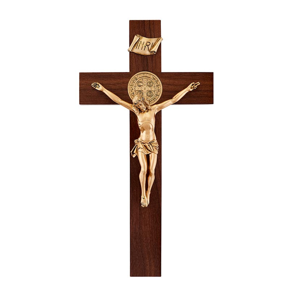 JC-5062-L 12 in. Walnut St. Benedict Standing Crucifix