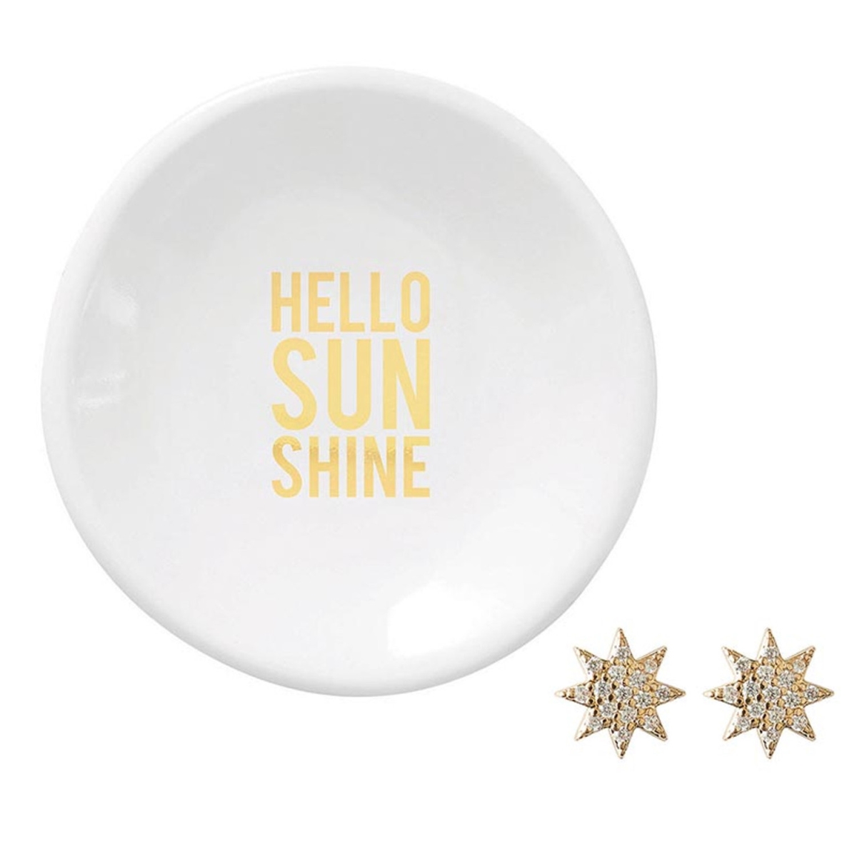 Picture of Santa Barbara Design Studio L1833 Ceramic Ring Dish Tray & Earrings&#44; Hello Sunshine