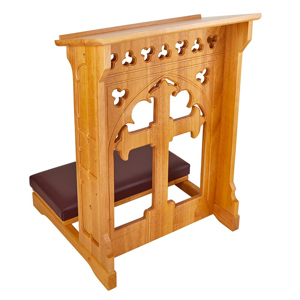 J6015 Holy Cross Padded Kneeler, Oak