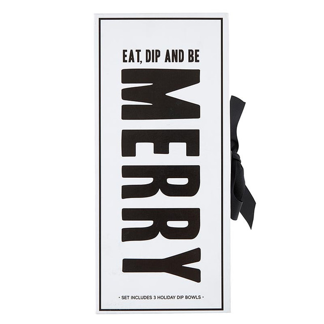 L7204 Black Holiday Dip Bowls Book Box - Eat Dip & Be Merry