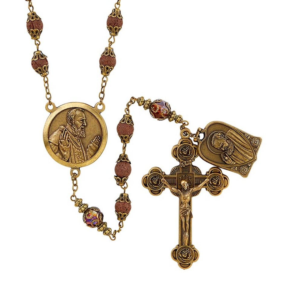 L6398 Vintage Rosary - Padre Pio