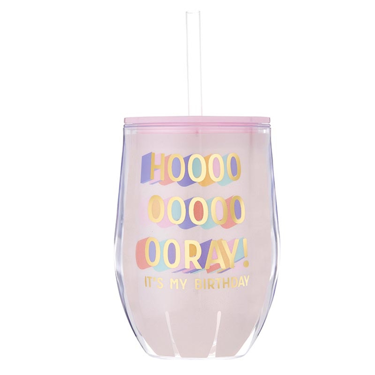 Picture of Slant 10-07020-167 12 oz Acrylic Double-Wall Wine Tumbler - Hoooray Birthday