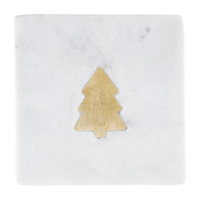 N6009 4 in. sq. Marble Coasters - Trees