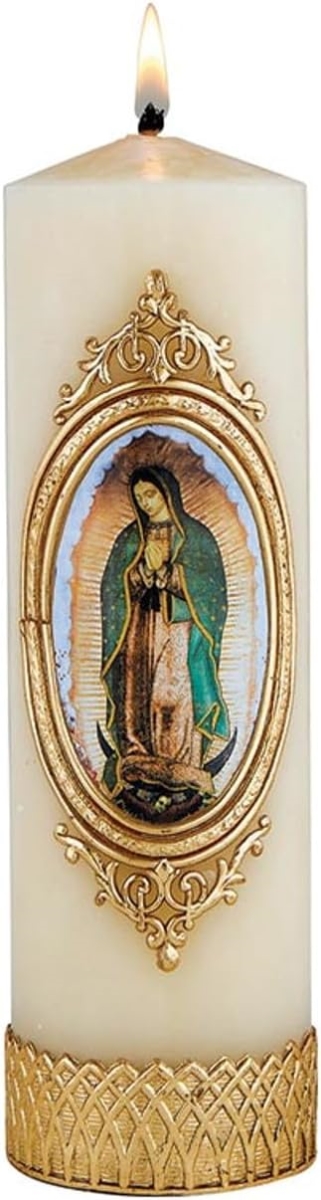 Picture of Will & Baumer N7393 8 in. Our Lady of Guadalupe Devotional Candle - Gold