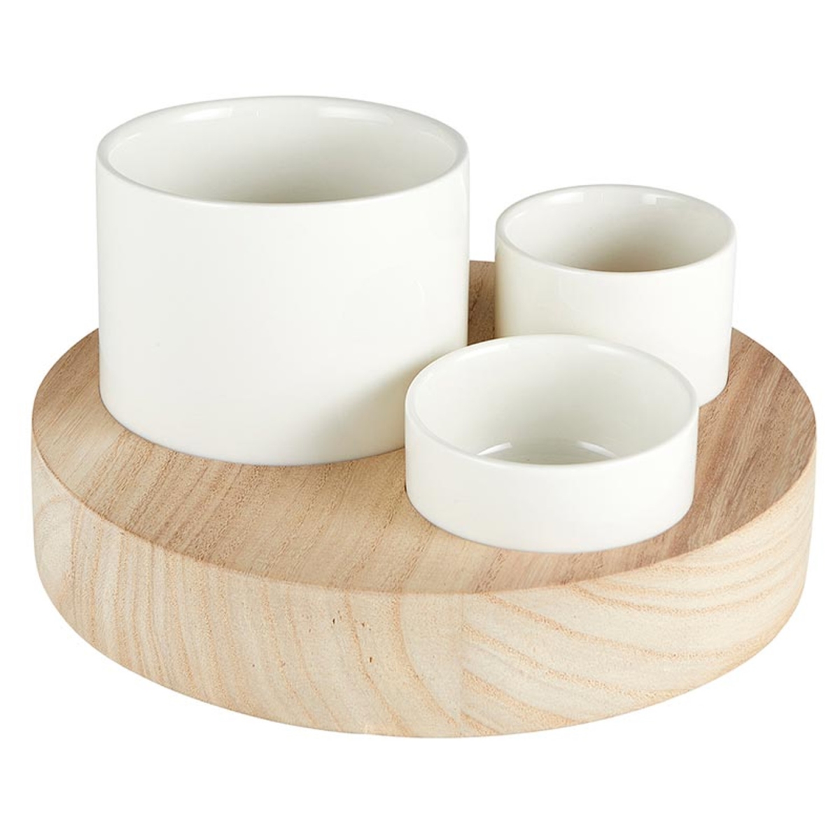 Picture of Santa Barbara Design Studio P2236 Ceramic Bowls with Paulownia Wood Base