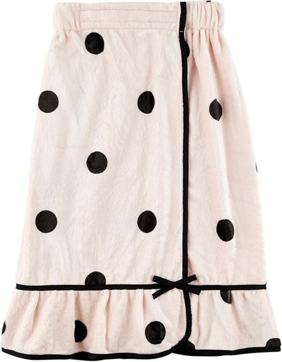 P2327 Plush Spa Wrap, Blush & Black Dots - One Size