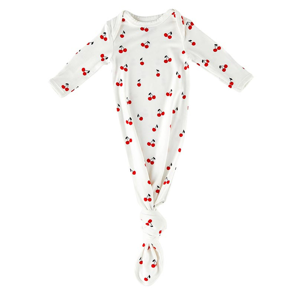 P2753 Knotted Gown, Cherries - 0-3 Months