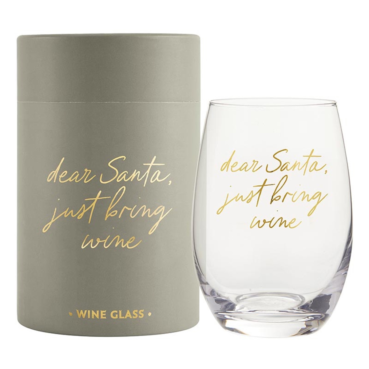 P6545 17 oz Stemless Wine Glass - Dear Santa