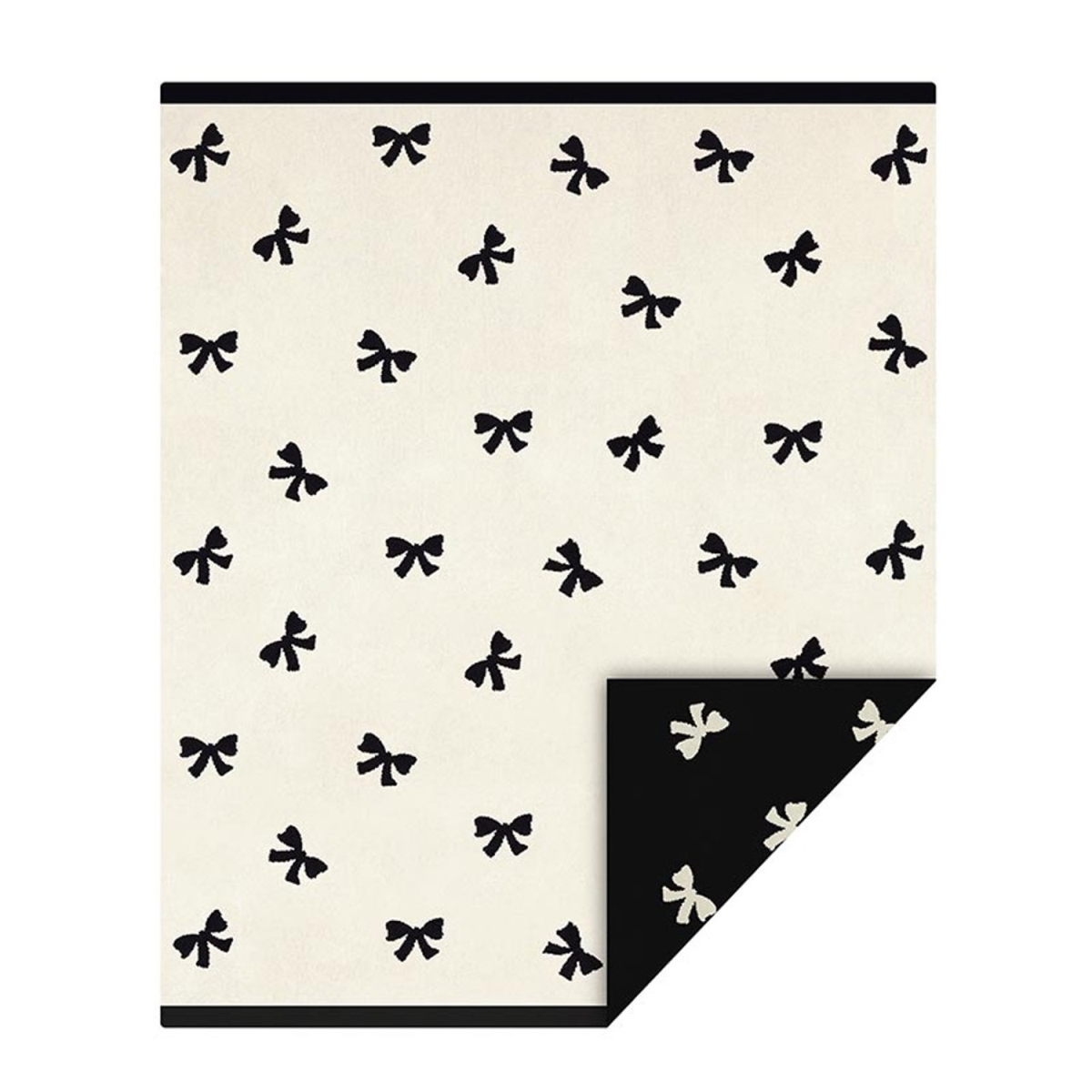 Picture of Bella Home P7146 Cozy Throw&#44; Ivory & Black Bows