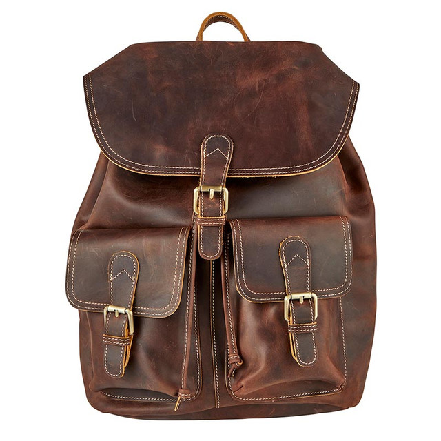 P7531 11.8 x 6.3 in. Crazy Horse Leather Backpack