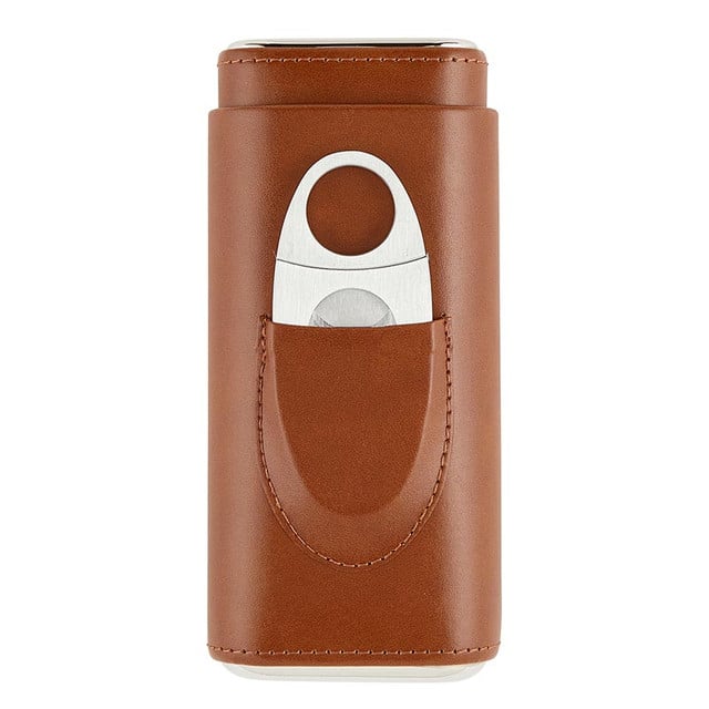 Picture of Cole Wheeler P7488 3 x 1.5 x 6.6 in. 3 Finger Leather Cigar Case & Cutter