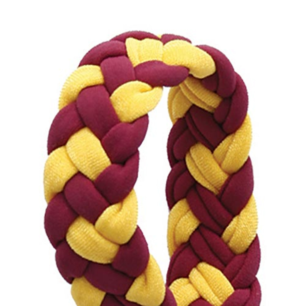 P49341 Braided Lanyard, Burgundy & Yellow Gold