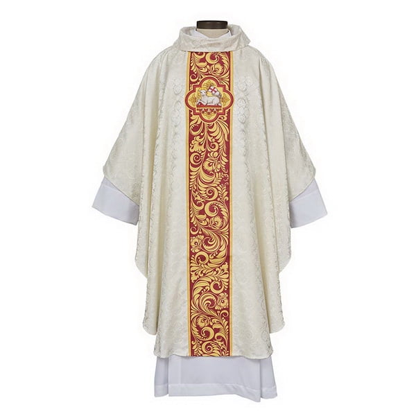 F2019IVY Agnus Dei Collection Chasuble with Inner Stole, Ivory
