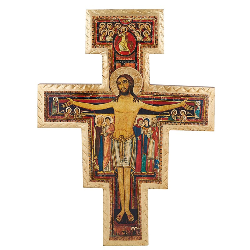 J5501 40 in. Large San Damiano Wood Crucifix