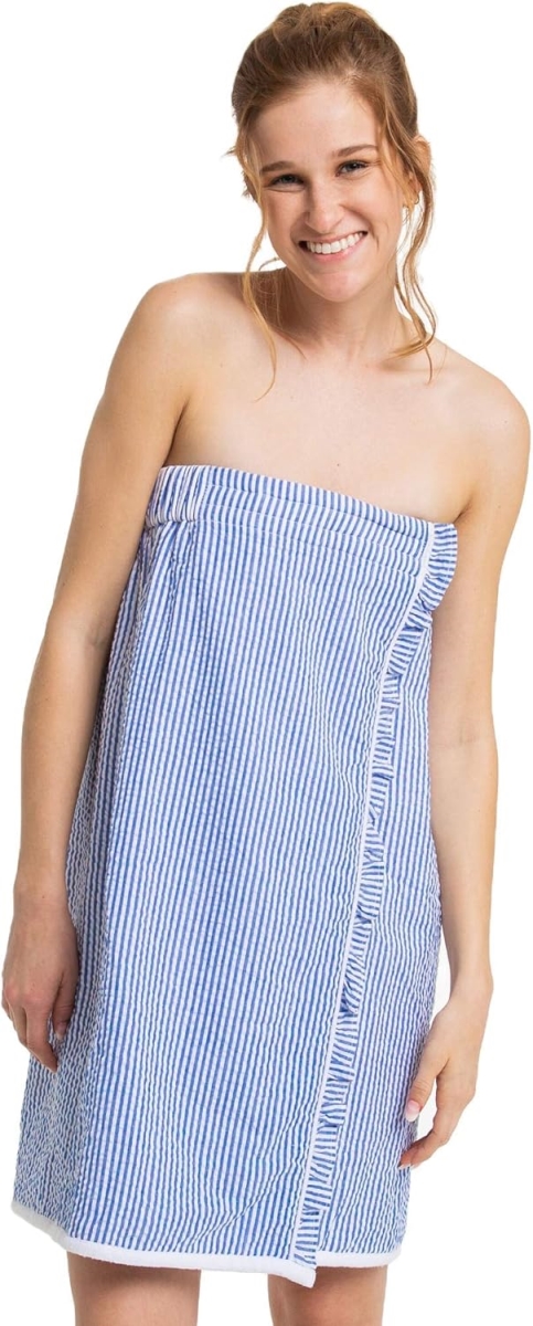 SWSB Seersucker Spa Wrap, Blue - One Size