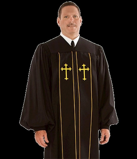 H-3P06 6 ft. 5 in. Pilgrim Clergy Robe, Black - 36 in. Sleeve Size