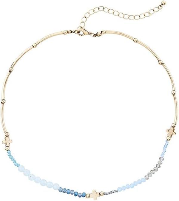 Picture of Santa Barbara Design Studio N1573 Emmanuel Cross Necklace&#44; Blue