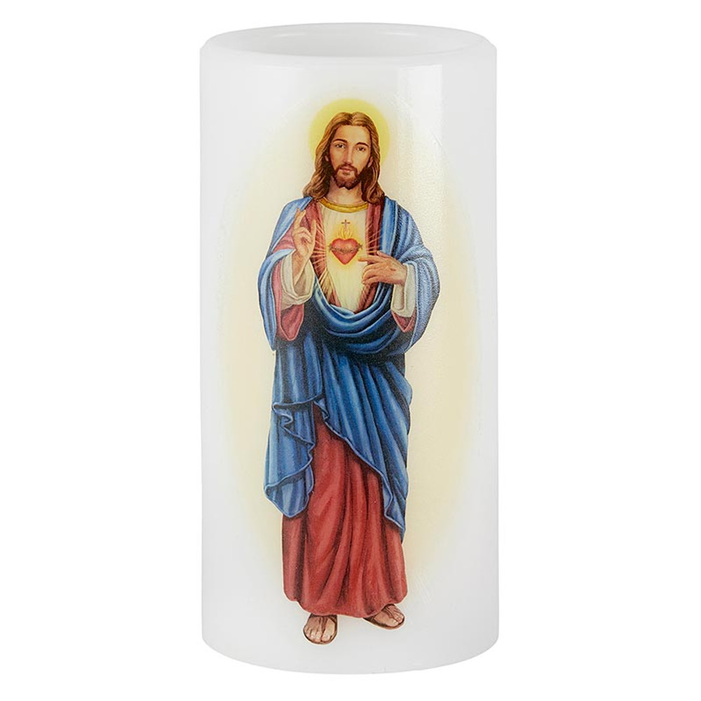 L1349 LED Wax Devotional Candle - Sacred Heart