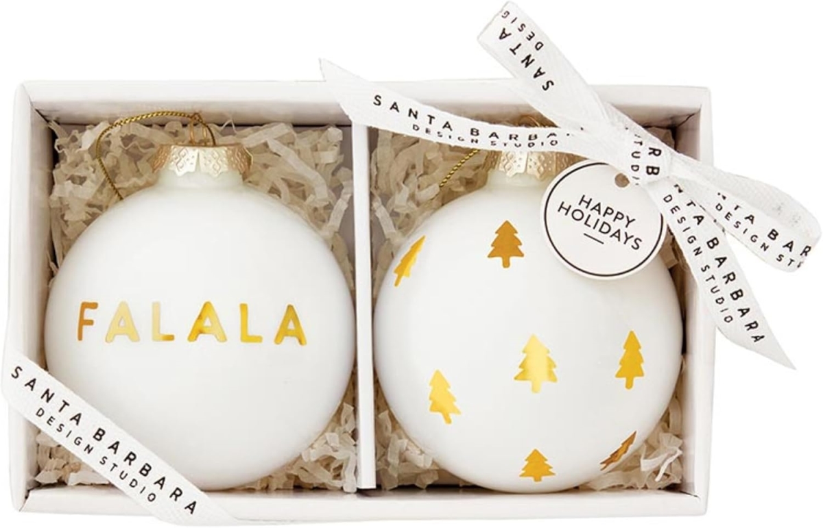 Picture of Santa Barbara Design Studio N7824 Glass Ornament Set&#44; Fa La & Trees