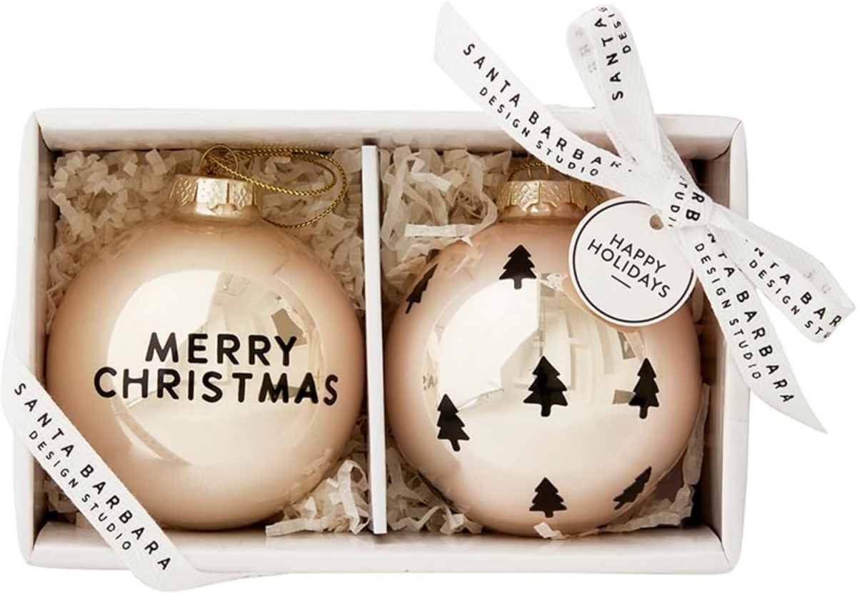 Picture of Santa Barbara Design Studio N7825 Glass Ornament Set&#44; Merry Christmas & Tree