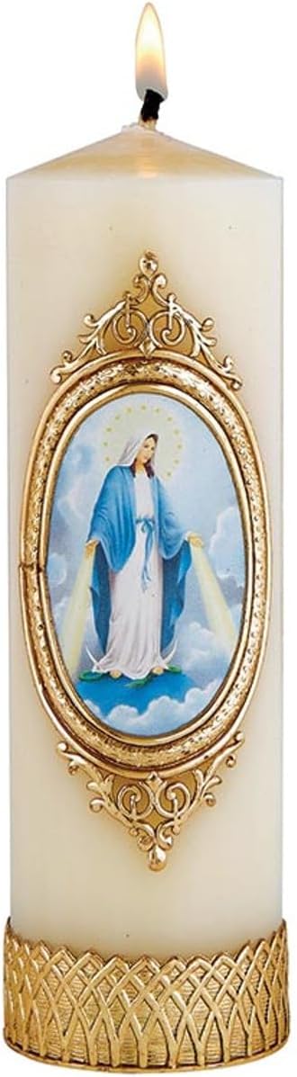 Picture of Will & Baumer N7391 Hand Decorated Oval Frame Devotional Candle&#44; Our Lady of Grace
