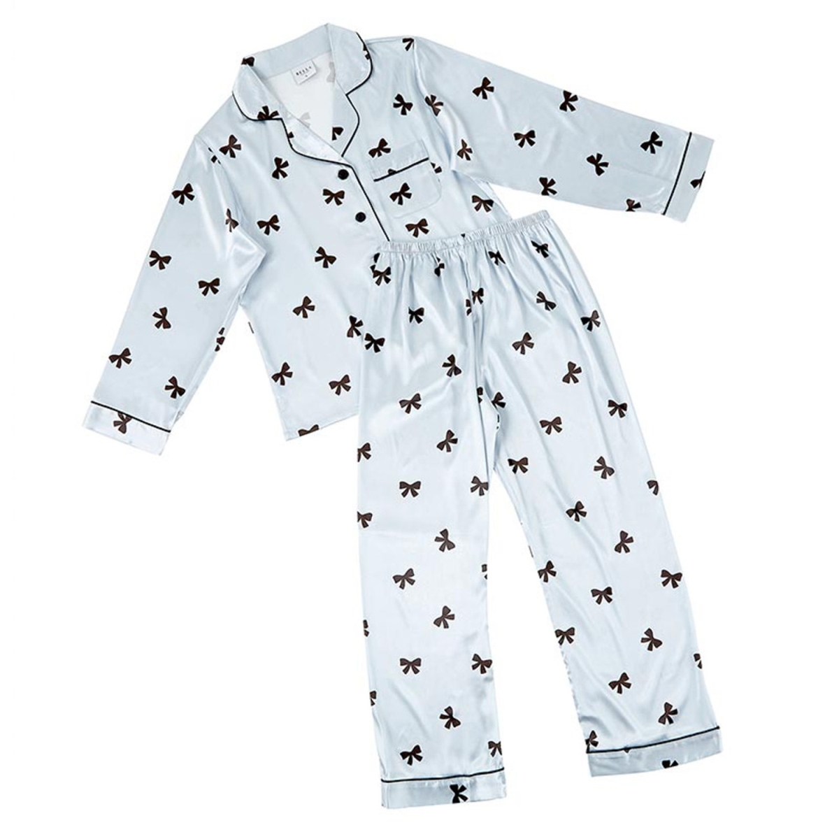 P5464-MD Long Sleeve Pajamas Set - Bows - Medium