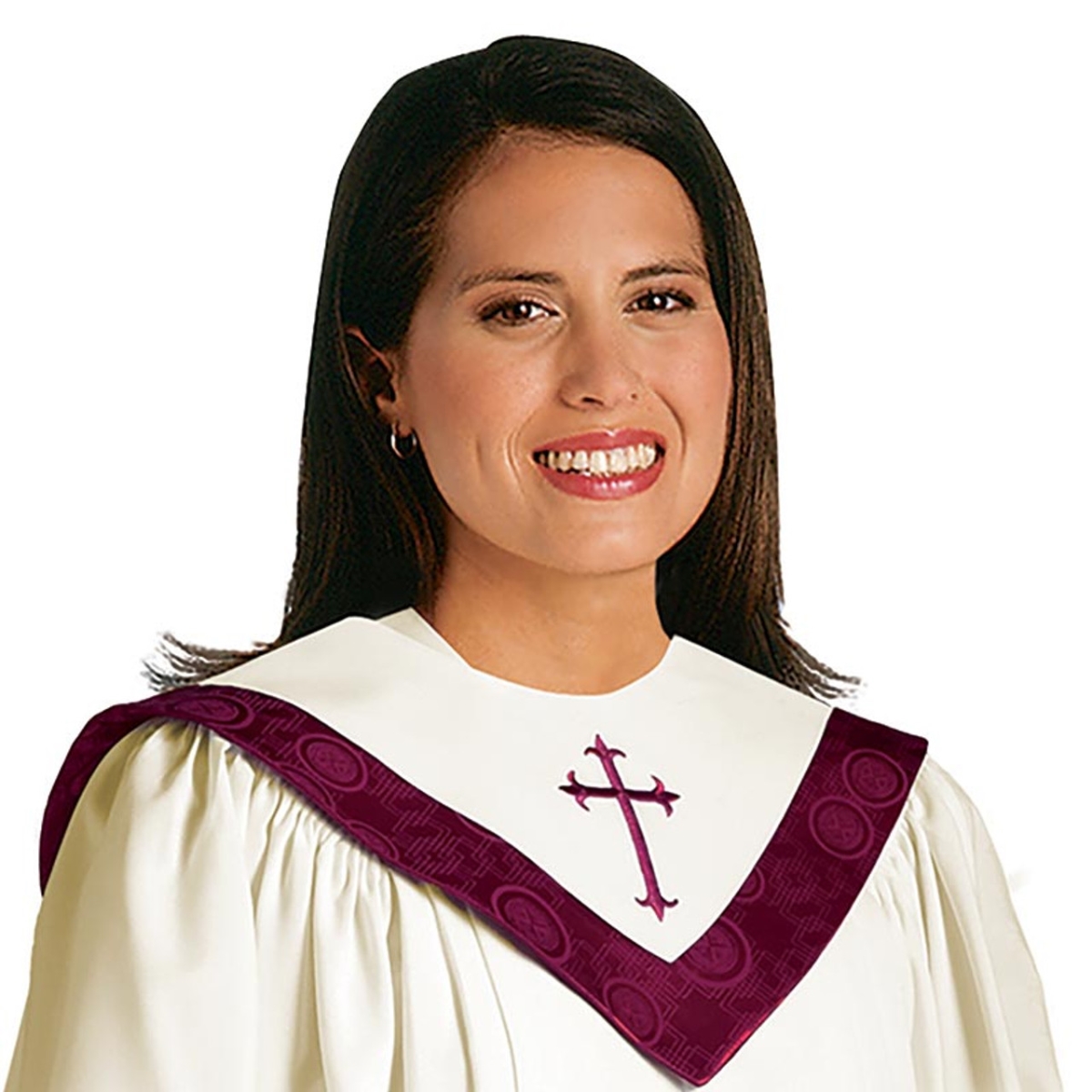 18173MR Canterbury Reversible Choir Stole - Linen with Maroon Accent