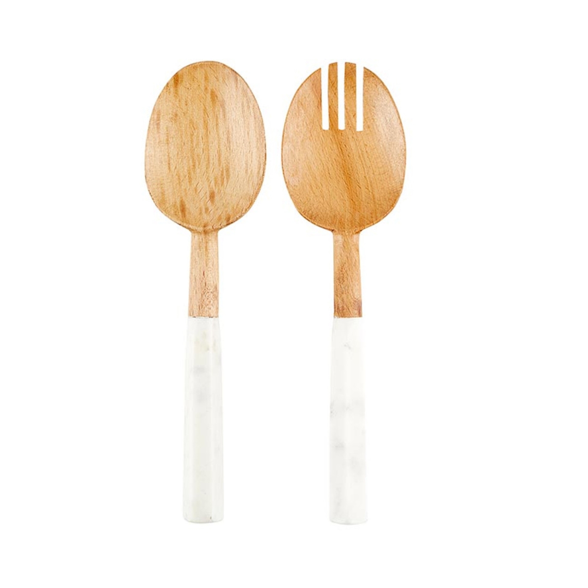 Picture of Santa Barbara Design Studio N2351 Face to Face Marble & Wood Salad Server - Set of 2