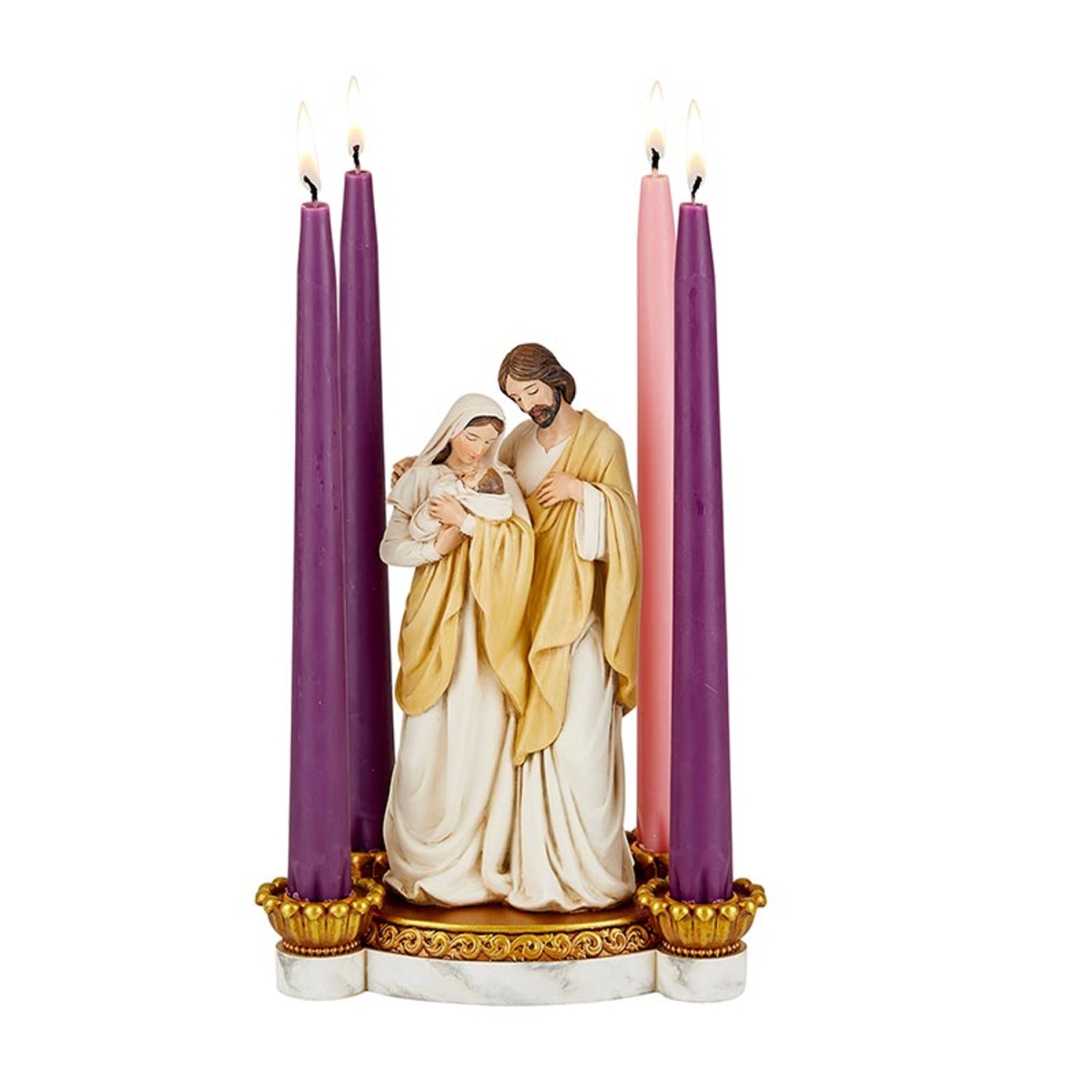 N5239 Holy Family Marbled Base Advent Candleholder