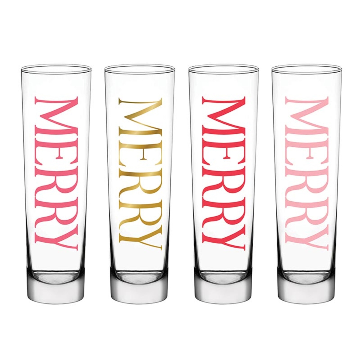 Picture of Slant 10-04859-736 Flat Champagne Glass - Merry Merry Merry - Set of 4