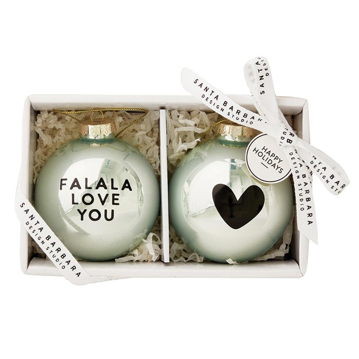 Picture of Santa Barbara Design Studio N6195 Glass Ornament Set&#44; FaLaLa Love You