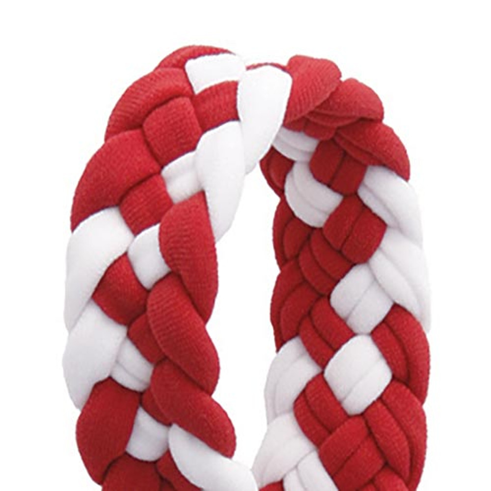 P49299 Braided Lanyard, Crimson & White