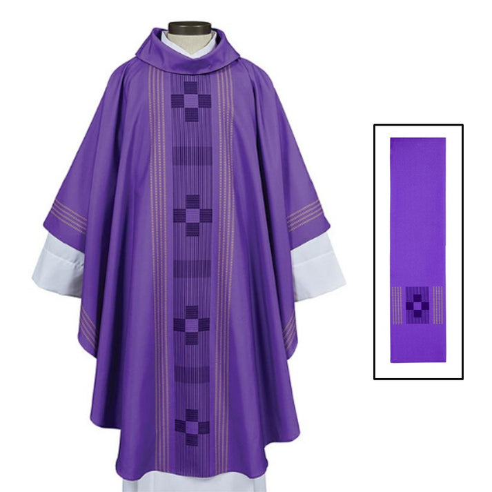 L9292PRP Treviso Collection Chasuble with Inner Stole, Purple