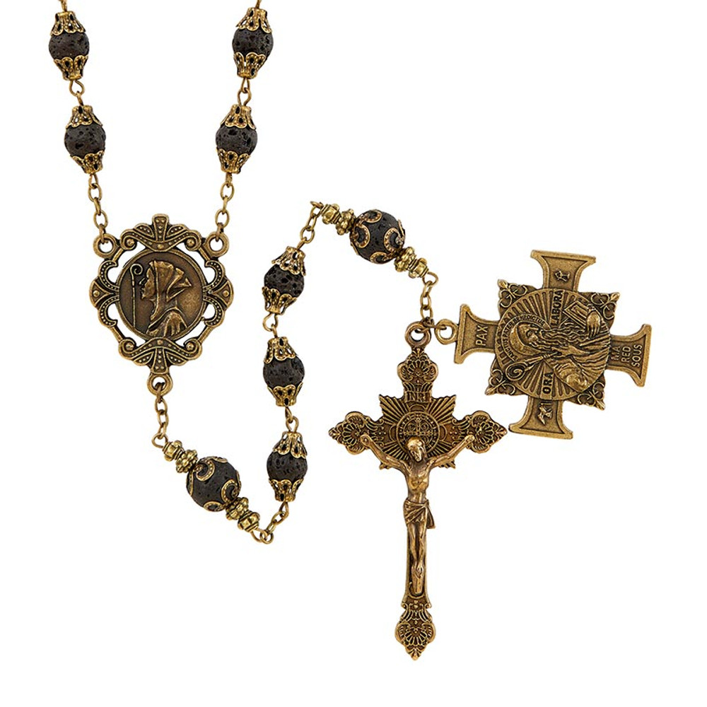 L6389 Vintage Rosary - St. Benedict