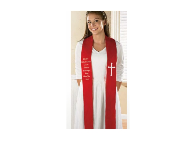 J0759RED Gifts Of The Holy Spirit Stole, Red