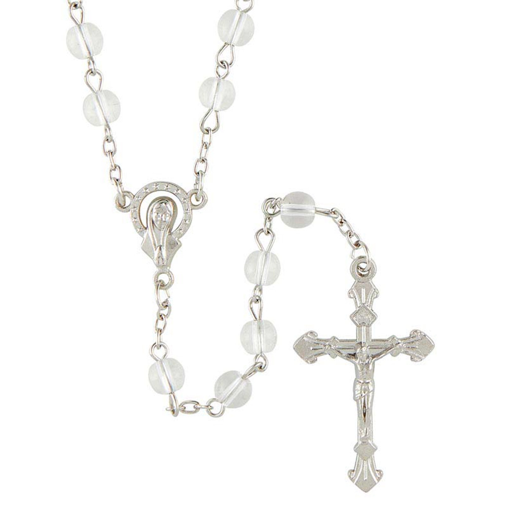BK-12187 Glass Bead Rosary - Clear
