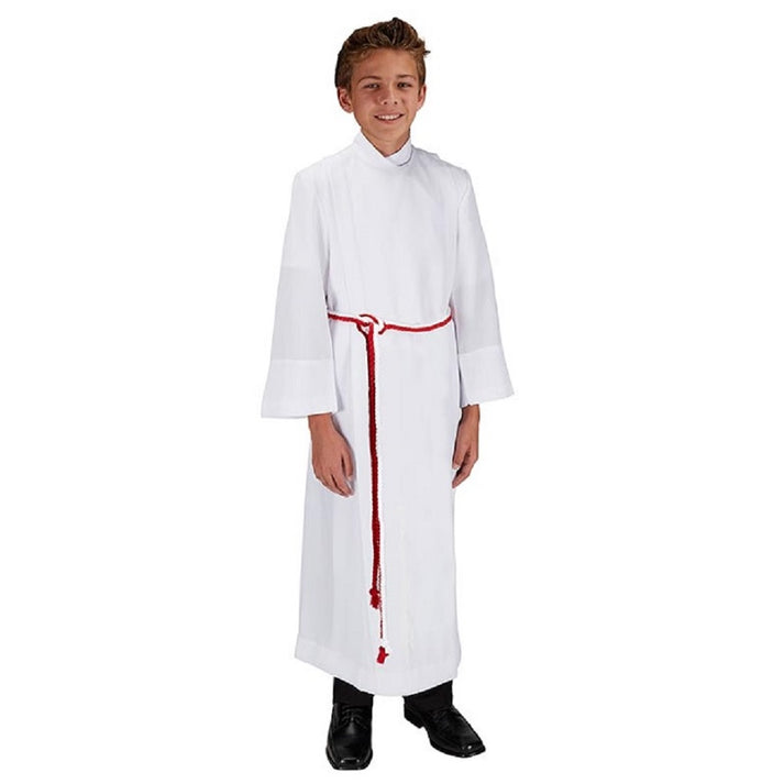 J6470-52 52 in. Polyester & Cotton Front Wrap Server Alb