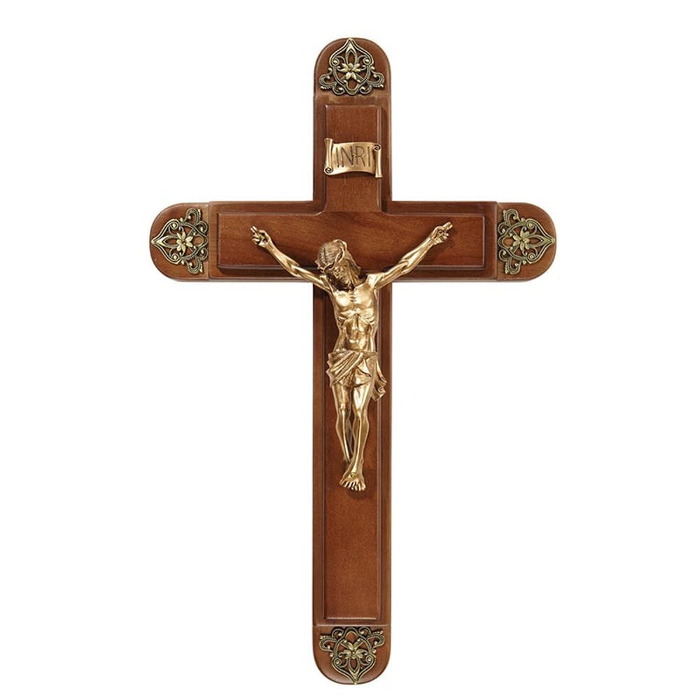 L1352 15 in. Cherry Sick Call Crucifix Set - Bronze