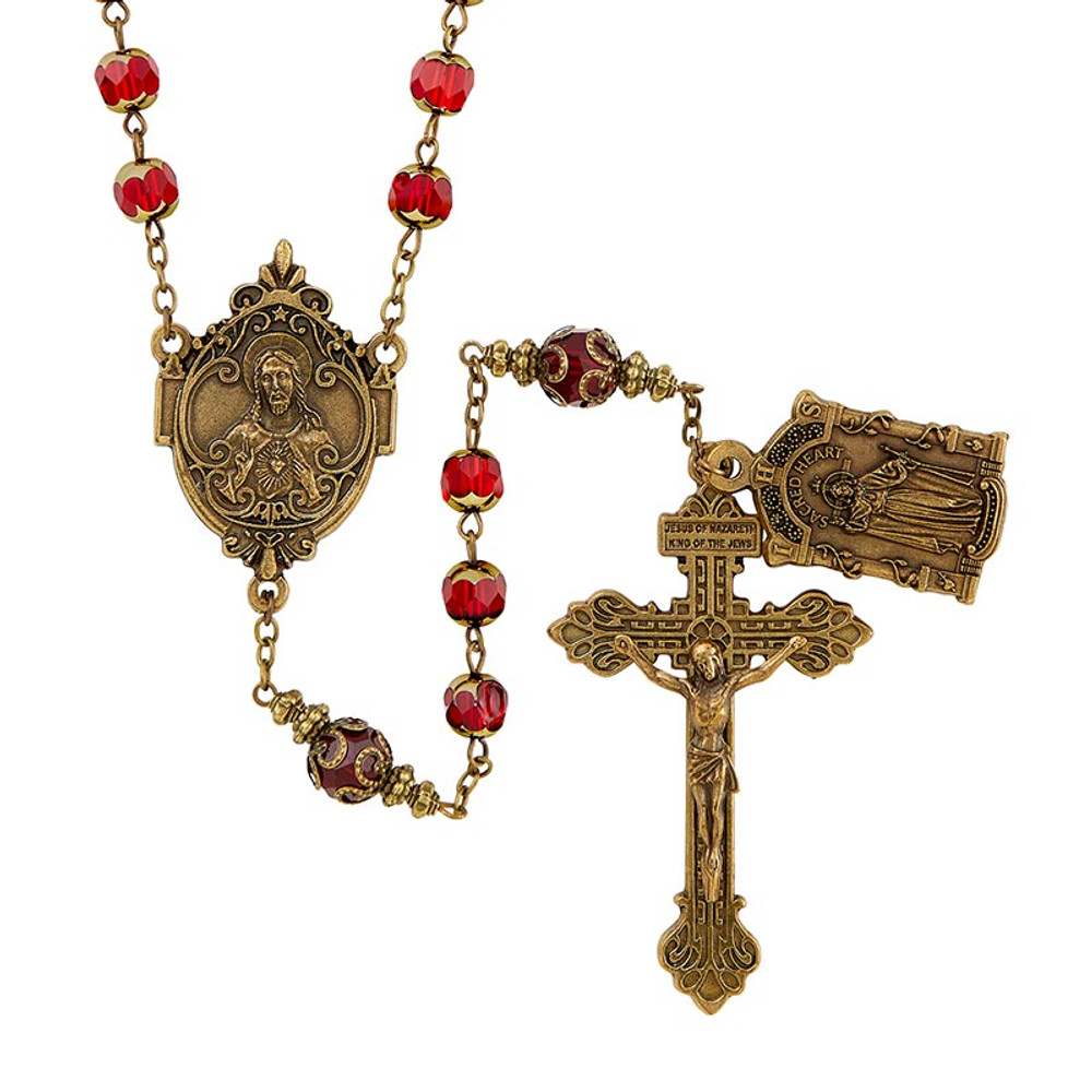 L6393 Vintage Rosary - Sacred Heart