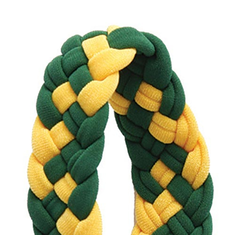 P49386 Braided Lanyard, Bottle Green & Yellow Gold
