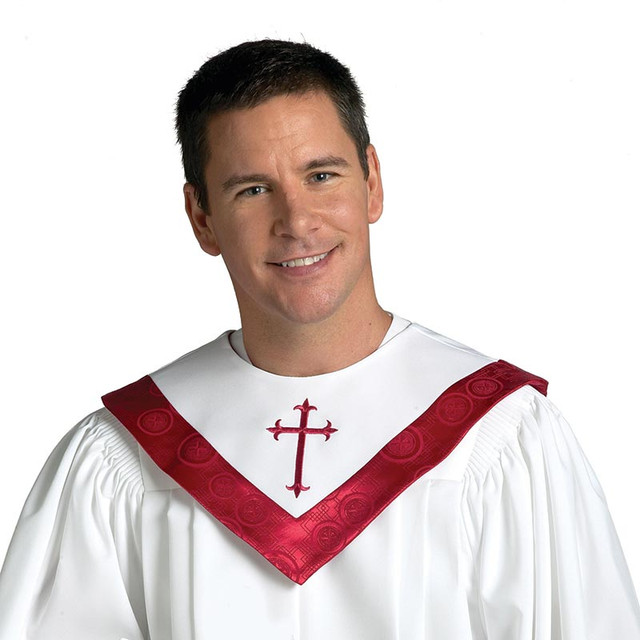 18180MR Canterbury Reversible Choir Stole - White with Vermillion Accent